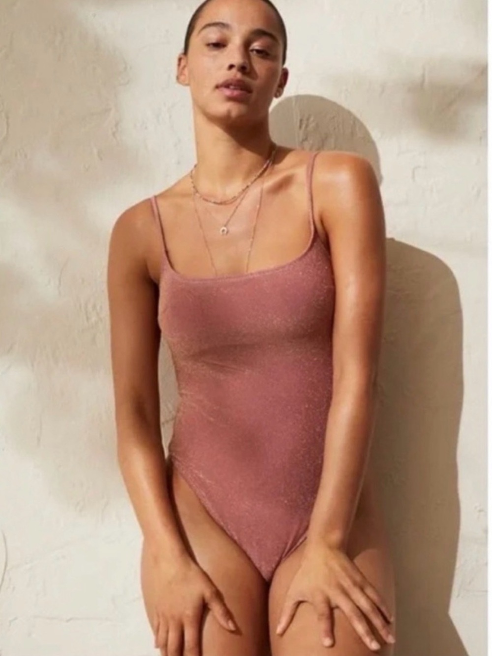 H&M Glittered Coral One Piece Swim